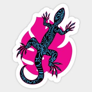 Blue Doodle Pattern Lizard Sticker